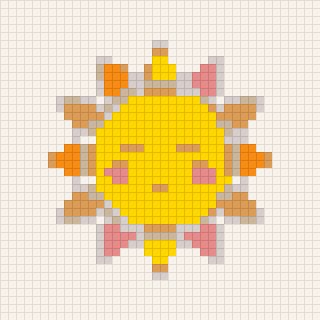 미소 짓는 밝은 노란 해 – 십자수 도안