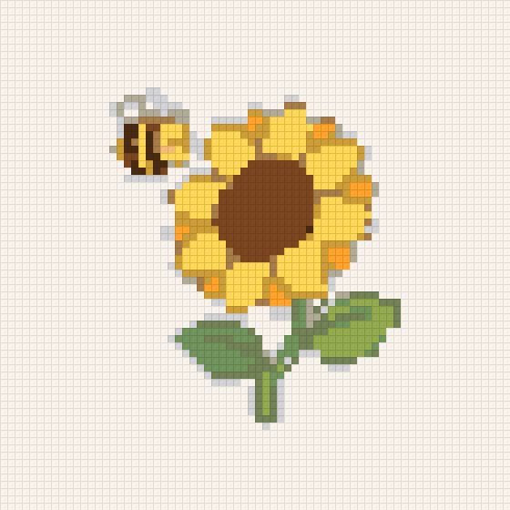 꿀벌과 해바라기 – 십자수 도안